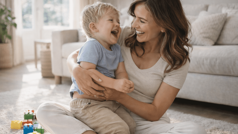 Mother after tummy tuck